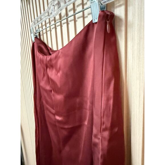 Friful Satin Midi Skirt in Burgundy Women's Size XL - Picture 7 of 9